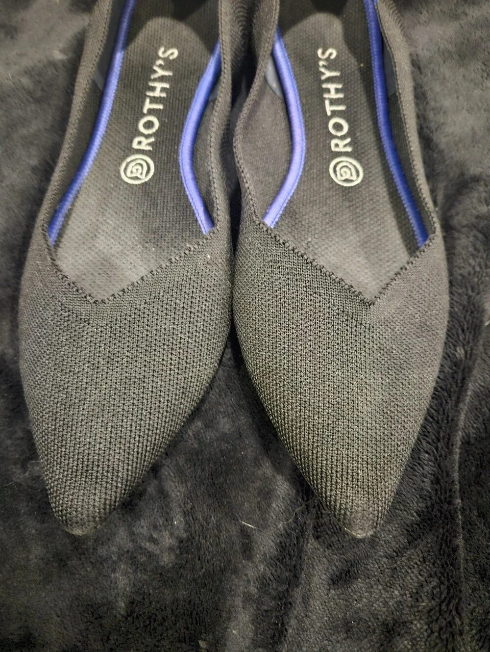 Rothy's The Point Black Knit Flat Shoes Size 10.5 (EU 41.5)